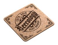 3/16" Natural Cork Coasters Square (3.5" x 3.5") round corners, Laser engraved
