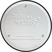 Silver Circle Plaque Black Acrylic and Brushed Aluminum composition with Clear Acrylic overlay (9" dia. x 3/4") Laser Engraved.