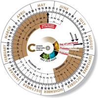 .020 Custom Imprinted White Gloss Vinyl Plastic Wheel Calculator / Birth Date Finder (6" dia.) Four colour process