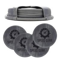 Greyson PU Leather Coasters: 6 Pc. Set In Holder